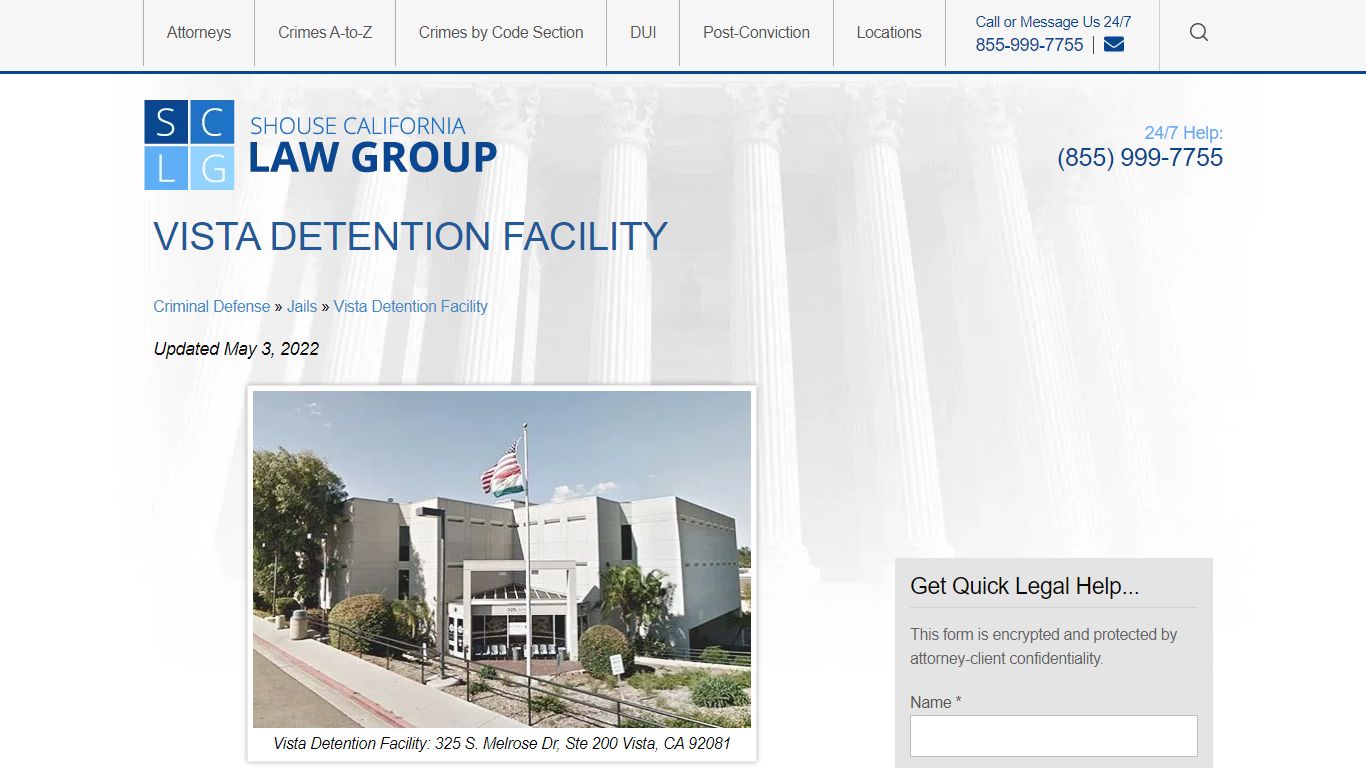 Vista Detention Facility Jail Rules for Visiting, Bail - Shouse Law Group
