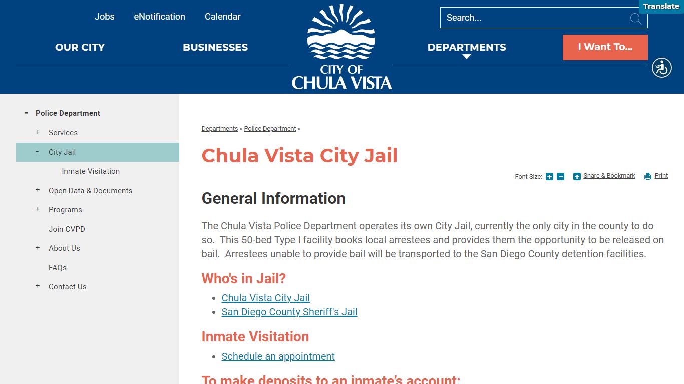 Chula Vista City Jail | City of Chula Vista - Chula Vista, California